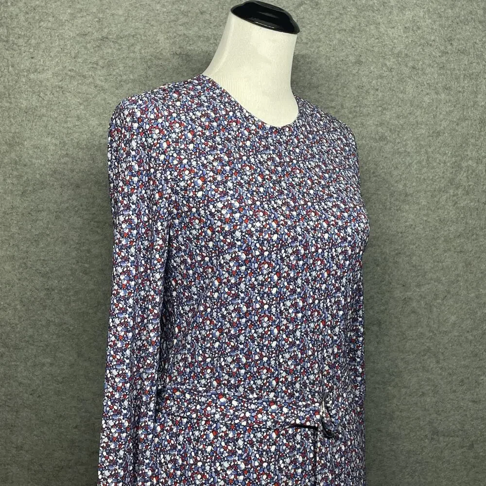 Tory Burch Women Med Chrissy Dress Hudson Blue Print Long Slv Sheath Royal Kate